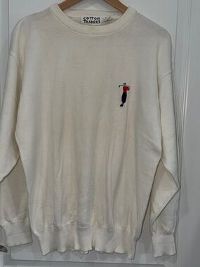 vintage Cotton Traders  cream  cotton sweater  embroidered golf motif large